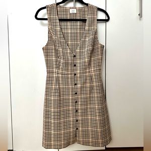 Aritzia Wilfred Suri Dress in Tan/Black plaid Size 8